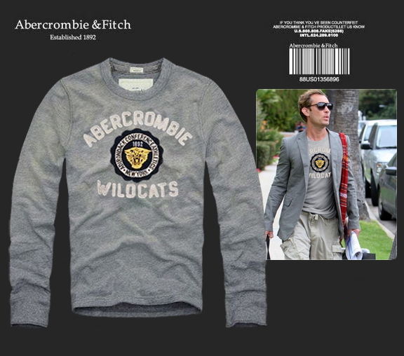 Abercrombie Fitch Hombres De Cuello Redondo Con Gente Fotos Largo Remera AF6086